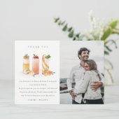 かわいいフルーツカクテルオレンジ写真カップルシャワー サンキューカード (スタンド正面)