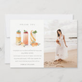 かわいいフルーツカクテルオレンジ写真結婚前お茶会 サンキューカード (正面)