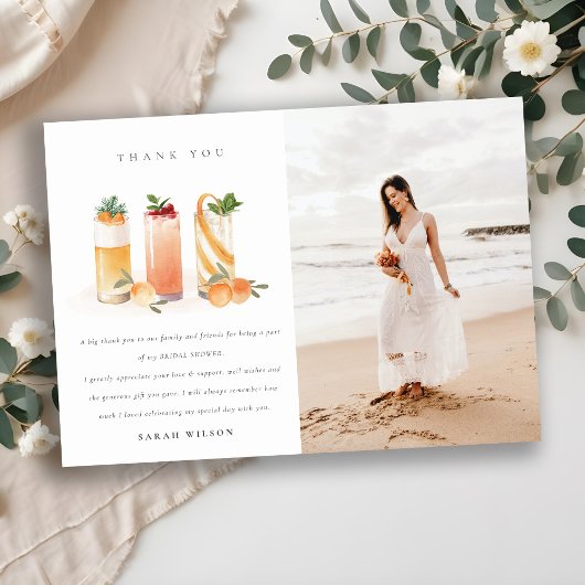 かわいいフルーツカクテルオレンジ写真 ブライダルシャワー サンキューカード