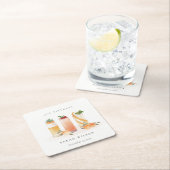 かわいいフルーツカクテル オレンジ ブラッシュ 誕生日 スクエアペーパーコースター (インサイチュ)