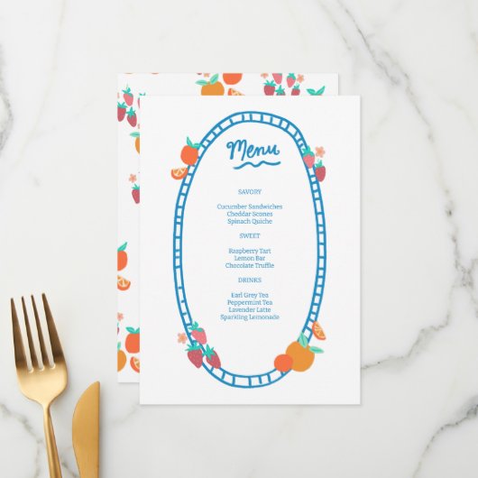 かわいいフルーツカスタムブライダルベビーシャワーウェディングパーティー メニュー (正面/裏面インサイチュ)