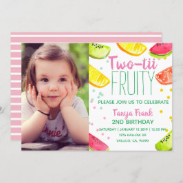 かわいいフルーツテーマキッド2歳の誕生日パーティー 招待状