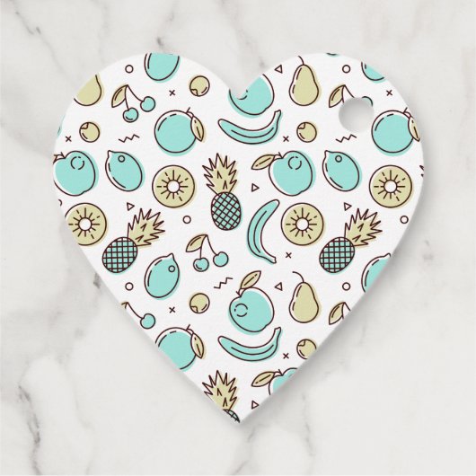 かわいいフルーツパターン夏のラインスケッチありがとう フェイバータグ (裏面)