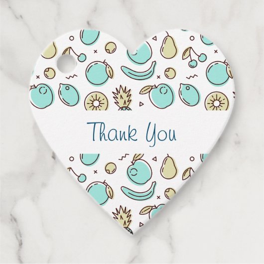 かわいいフルーツパターン夏のラインスケッチありがとう フェイバータグ (正面)