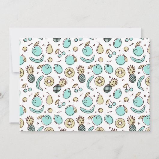 かわいいフルーツパターン夏をテーマにした誕生日 招待状 (裏面)