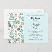 かわいいフルーツパターン夏をテーマにした赤ちゃんシャワー インビテーションポストカード (正面/裏面)