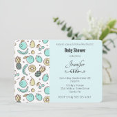 かわいいフルーツパターン夏をテーマにした赤ちゃんシャワー 招待状 (スタンド正面)