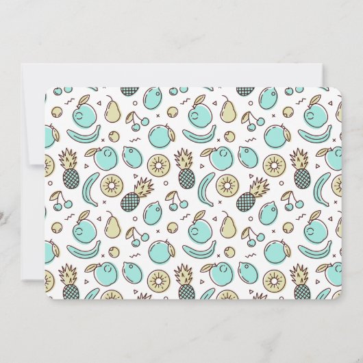 かわいいフルーツパターン夏をテーマにした赤ちゃんシャワー 招待状 (裏面)