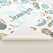 かわいいフルーツパターン夏ラインスケッチモノグラム シェルパブランケット (3/4)