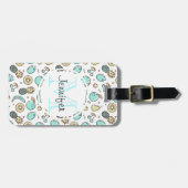 かわいいフルーツパターン夏ラインスケッチモノグラム ラゲッジタグ (正面横)