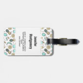 かわいいフルーツパターン夏ラインスケッチモノグラム ラゲッジタグ (裏面横)