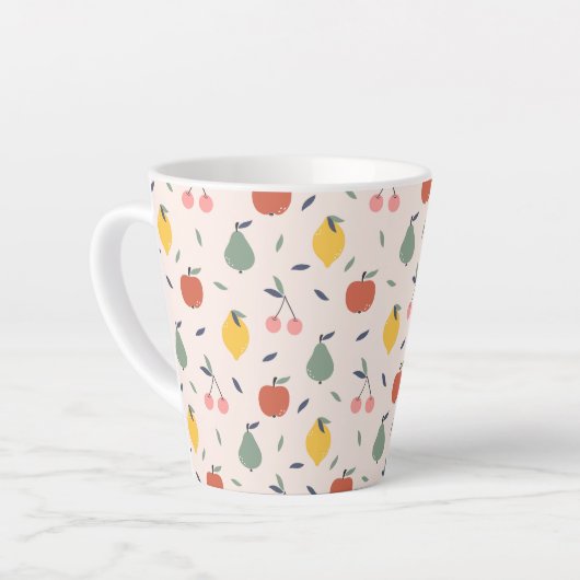 かわいいフルーツパターン カフェラテマグ (左アングル)