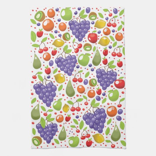 かわいいフルーツパターン キッチンタオル (縦)
