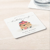 かわいいフルーツパンケーキ水彩任意の年齢誕生日 スクエアペーパーコースター (アングル)