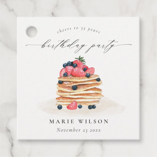 かわいいフルーツパンケーキ水彩任意の年齢誕生日 フェイバータグ (正面)