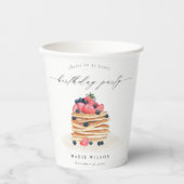 かわいいフルーツパンケーキ水彩任意の年齢誕生日 紙コップ (正面)