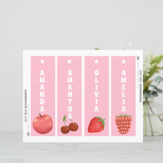 かわいいフルーツパーソナライズされたキッズブックマーク (スタンド正面)