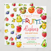 かわいいフルーツフルーツフルーツフルーツフルーツセカンド誕生日 招待状 (正面/裏面)
