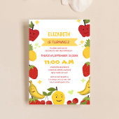 かわいいフルーツユニークをテーマにした子どもの誕生日 招待状