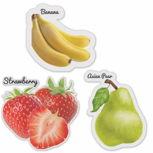 かわいいフルーツ大8" x 8"カスタムビニール切りステッカー シール (正面)