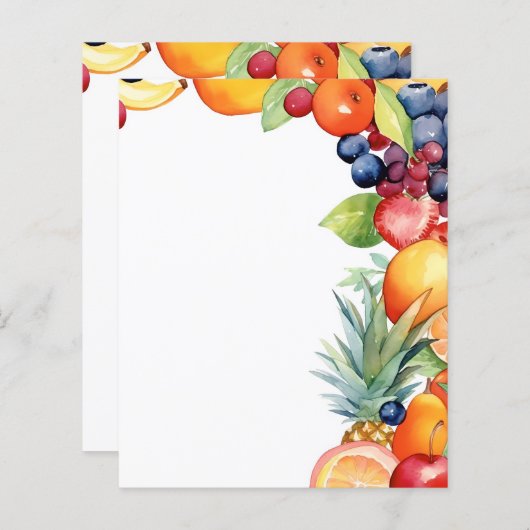 かわいいフルーツ好きのベンダーの文房具紙シート (正面/裏面)