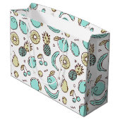 かわいいフルーツ柄のサマーリネア 誕生日 ラージペーパーバッグ (裏面アングル)