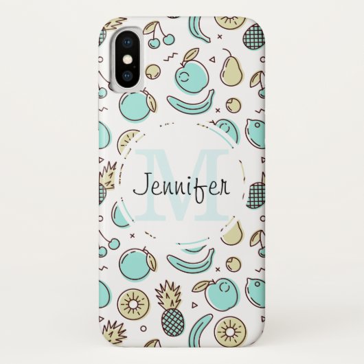 かわいいフルーツ柄の夏らしいモノグラム Case-Mate iPhoneケース (裏面)