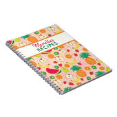 かわいいフルーツ柄カラフルパーソナライズされたレシピ ノートブック (右側)