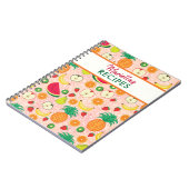 かわいいフルーツ柄カラフルパーソナライズされたレシピ ノートブック (左側)