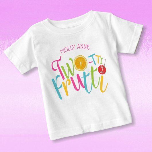 かわいいフルーティ2nd誕生日フルーツ ベビーTシャツ