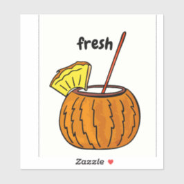 かわいいフレッシュスタイリッシュグラスのカクテルココナッツ愛好家 シール