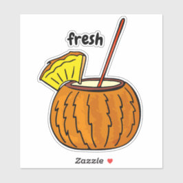 かわいいフレッシュスタイリッシュグラスのカクテルココナッツ愛好家 シール