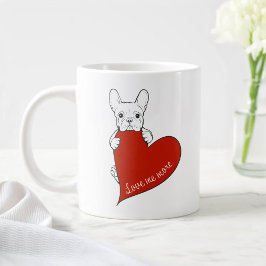 かわいいフレンチブルドッグと赤いハート ジャンボコーヒーマグカップ