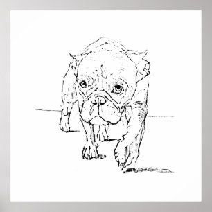 かわいいフレンチブルドッグのイラスト ポスター