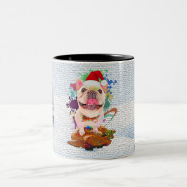 かわいいフレンチブルドッグのクリスマス ツートーンマグカップ