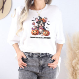かわいいフレンチブルドッグのハロウィンキャンディウィッチ Tシャツ