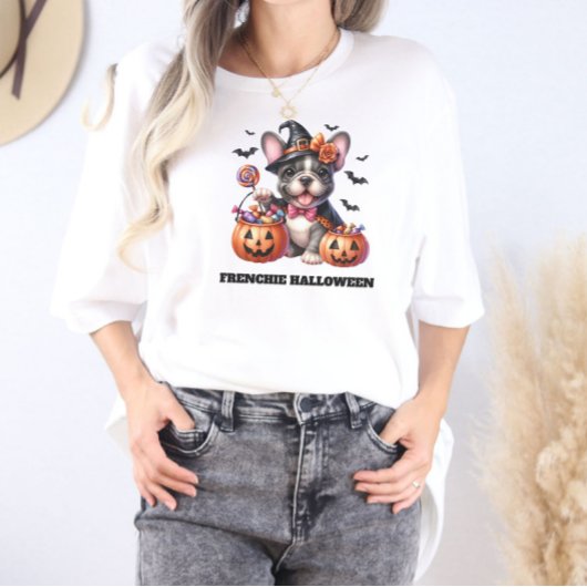 かわいいフレンチブルドッグのハロウィンキャンディウィッチ Tシャツ