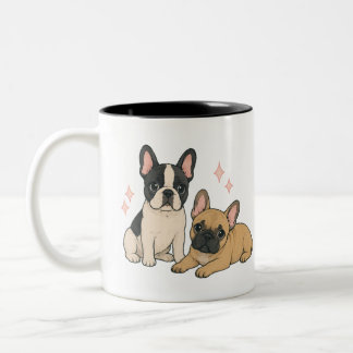 かわいいフレンチブルドッグの子犬のイラスト ツートーンマグカップ