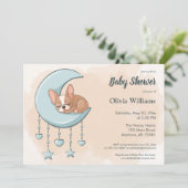 かわいいフレンチブルドッグの子犬 ブルームーンベイビーシャワー 招待状 (スタンド正面)