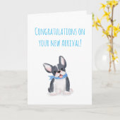 かわいいフレンチブルドッグの子犬　新しいペットのカード カード (黄色い花)