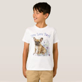 かわいいフレンチブルドッグの花 Tシャツ (正面フル)