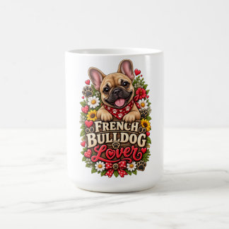 かわいいフレンチブルドッグ愛好家のためのフラワーパウプリント コーヒーマグカップ