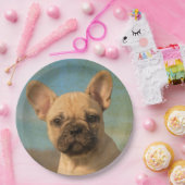 かわいいフレンチ・ブルドッグの子犬のヴィンテージ、幸せなパーティー ペーパープレート (パーティー)