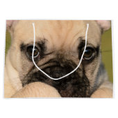 かわいいフレンチ・ブルドッグの子犬の目 ラージペーパーバッグ (正面)