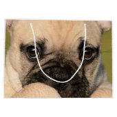 かわいいフレンチ・ブルドッグの子犬の目 ラージペーパーバッグ (裏面)