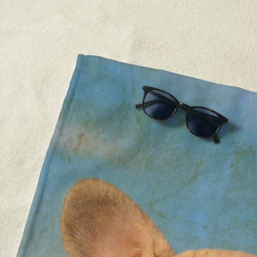 かわいいフレンチ・ブルドッグの子犬-おもしろい犬のヘッド写真/ ビーチタオル (インサイチュ)