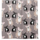 かわいいフレンチ・ブルドッグの子犬 シャワーカーテン (正面)