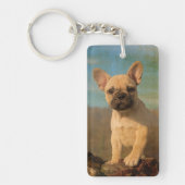 かわいいフレンチ・ブルドッグの子犬、ヴィンテージ キーホルダー (正面)