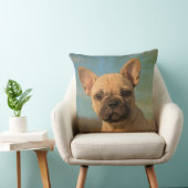 かわいいフレンチ・ブルドッグの子犬、ヴィンテージ クッション (椅子)