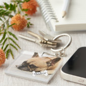 かわいいフレンチ・ブルドッグのFrenchieの子犬の名前 キーホルダー (正面右)